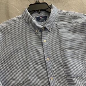 Vineyard Vines Slim Fit Murray Shirt Men’s XL Blue White Stripe Short Sleeve